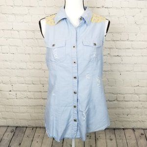 gimmicks by BKE Distressed Cutout Back Top